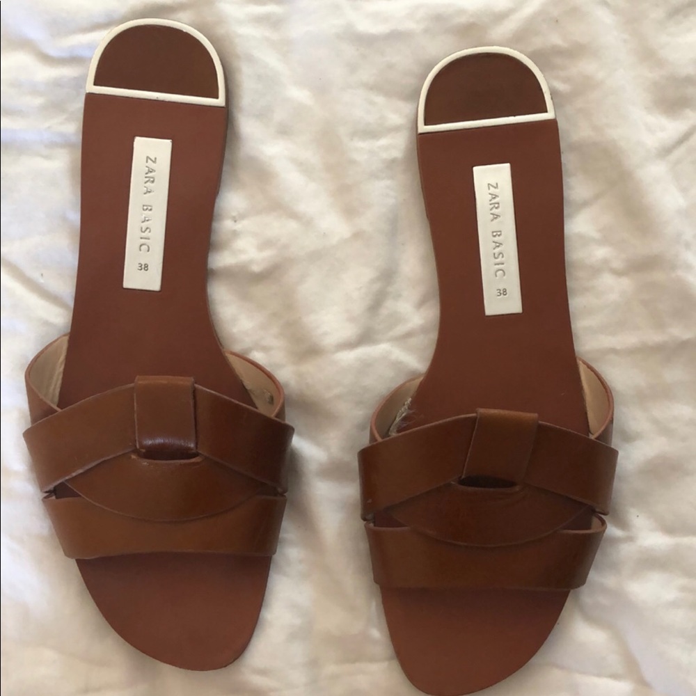 Zara tan mules
